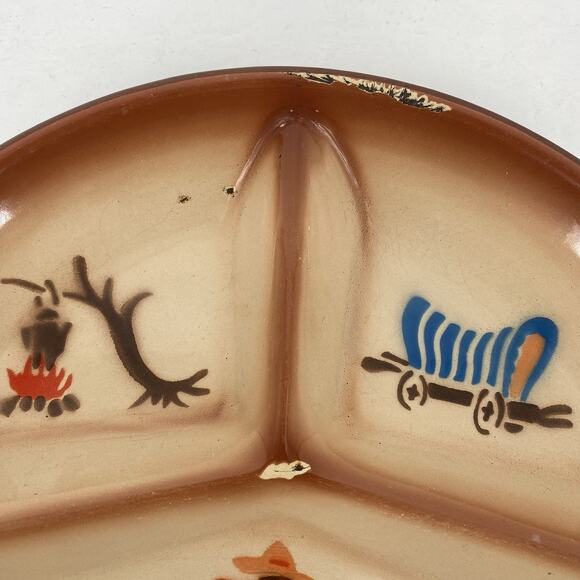 Fred Roberts Antique Western Enamelware Divided Dinner Plate - Picture 3 of 8